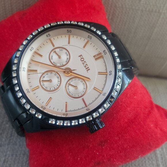 Fossil Women Watch Black Tone Metal Band Analog Multi Function wristwatch - Picture 2 of 11